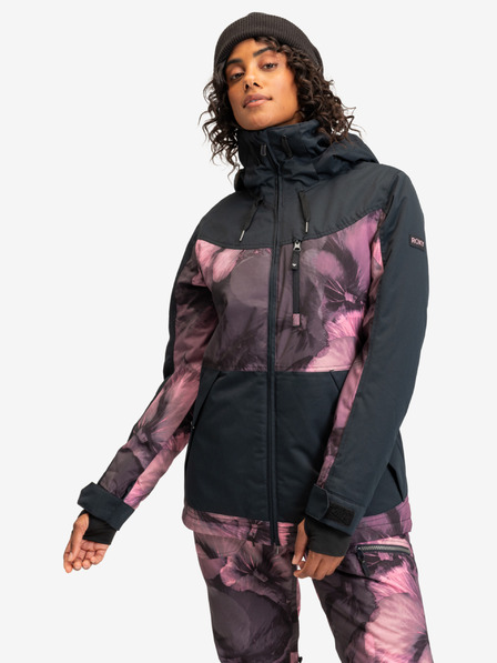 Roxy Roxy Presence Parka fekete és rózsaszín női síelős virágos kabát