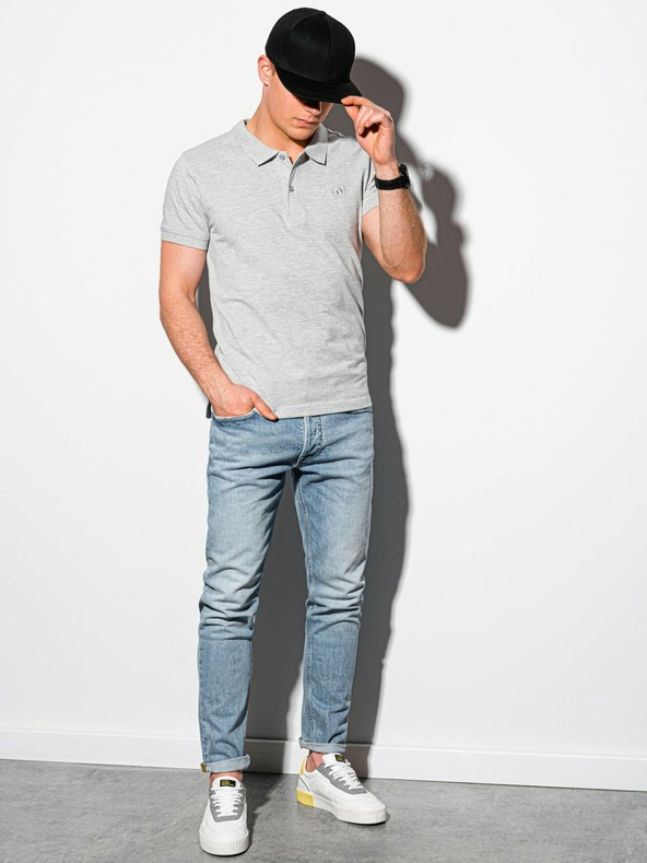 Ombre Clothing Világosszürke férfi alapvető póló póló Ombre ruházat