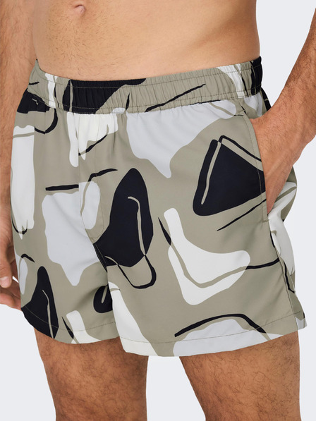 ONLY & SONS Szürke férfi mintás fürdőruha ONLY & SONS Todd