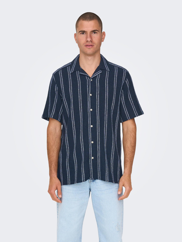 ONLY & SONS Sötétkék férfi ONLY & SONS Trev csíkos férfi ing