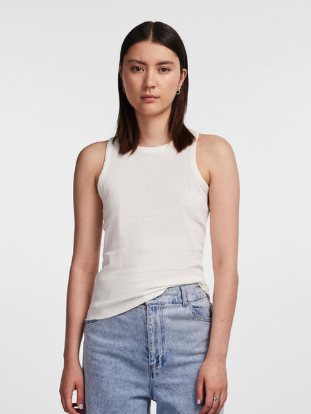 Pieces Fehér Női bordázott Basic Tank Top Pieces Hand