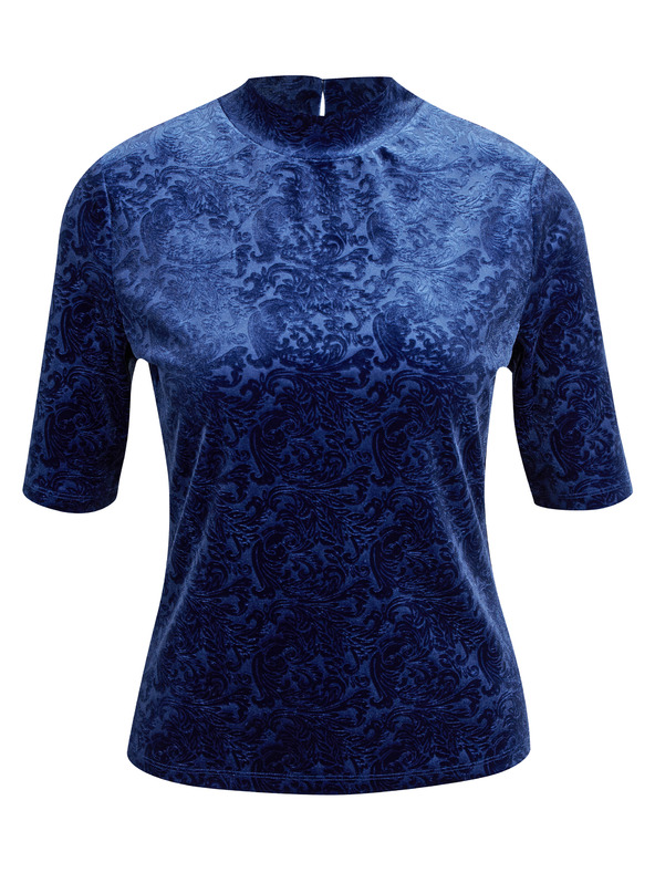 Orsay ORSAY sötétkék női mintás bársony felső