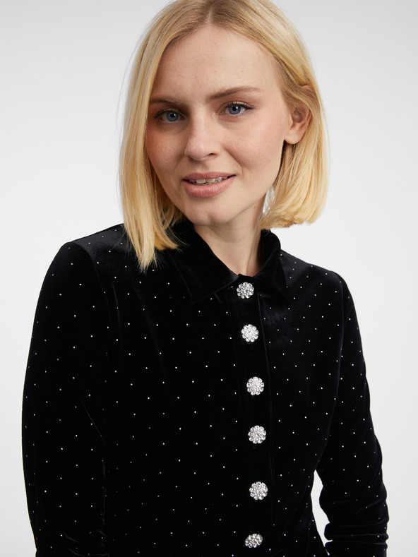 Orsay ORSAY fekete női mintás bársonyruha