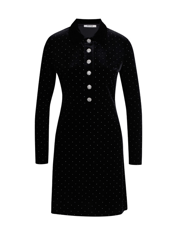 Orsay ORSAY fekete női mintás bársonyruha