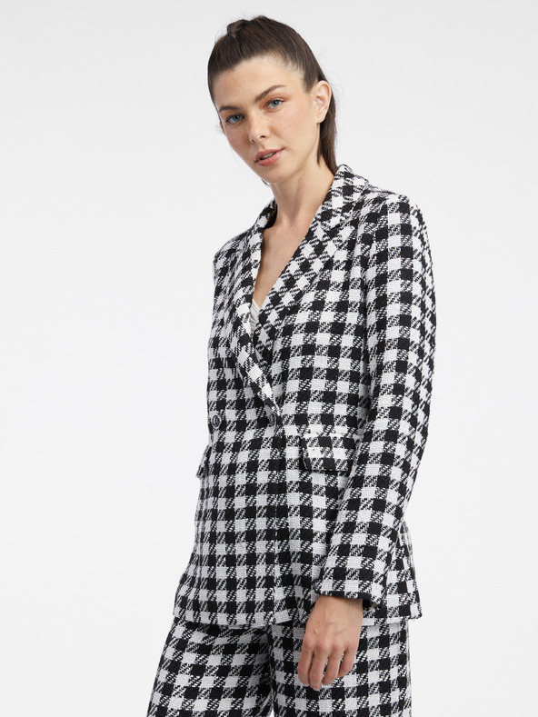 Orsay ORSAY fehér-fekete női kockás kabát