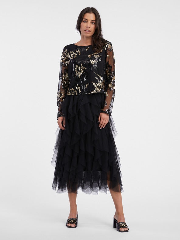 Orsay ORSAY fekete női mintás blúz flitterekkel