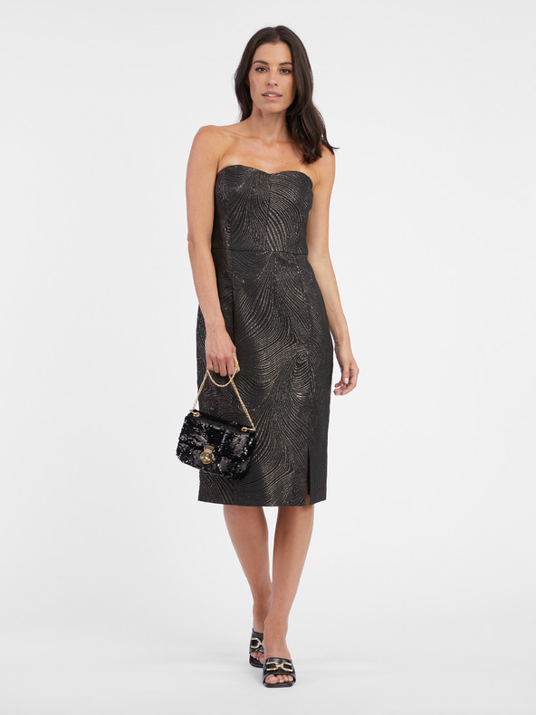 Orsay ORSAY fekete női mintás ujjas ruha