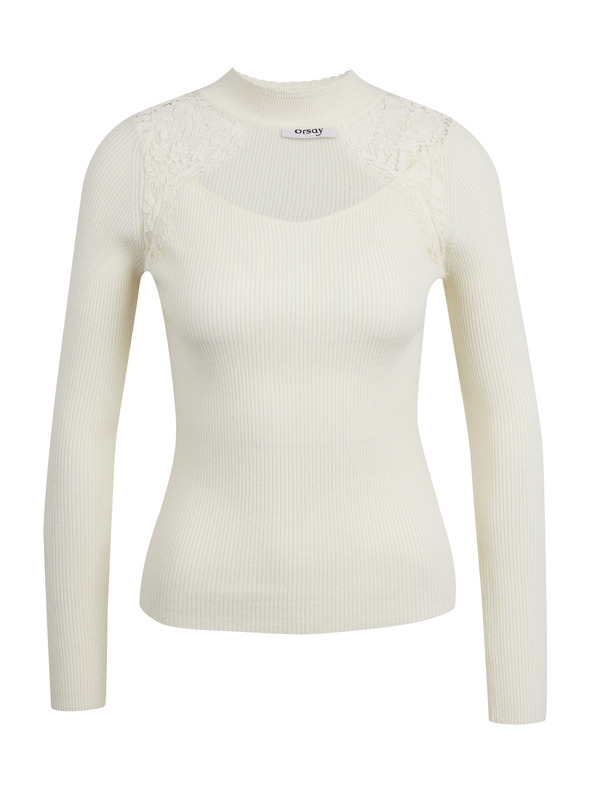 Orsay ORSAY krémszínű női könnyű, csipkés pulóver