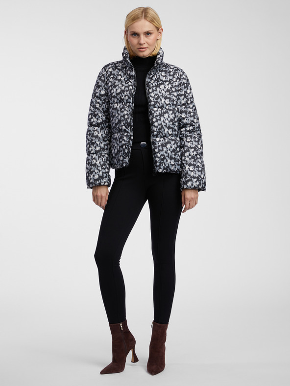 Orsay ORSAY szürke és fekete női mintás steppelt kabát