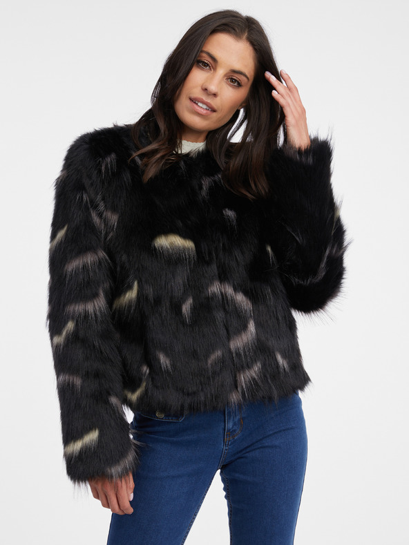 Orsay ORSAY fekete női műszőrme kabát