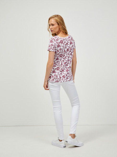 Orsay ORSAY borszínű-fehér mintás póló