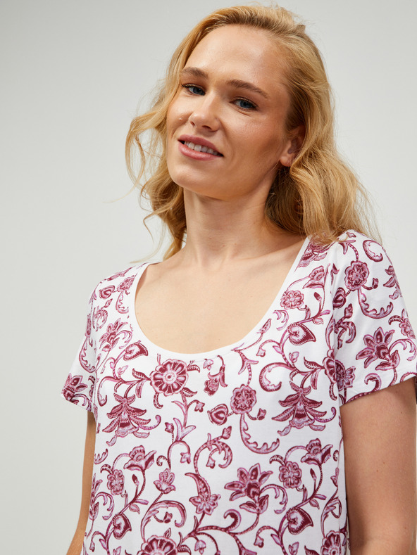 Orsay ORSAY borszínű-fehér mintás póló