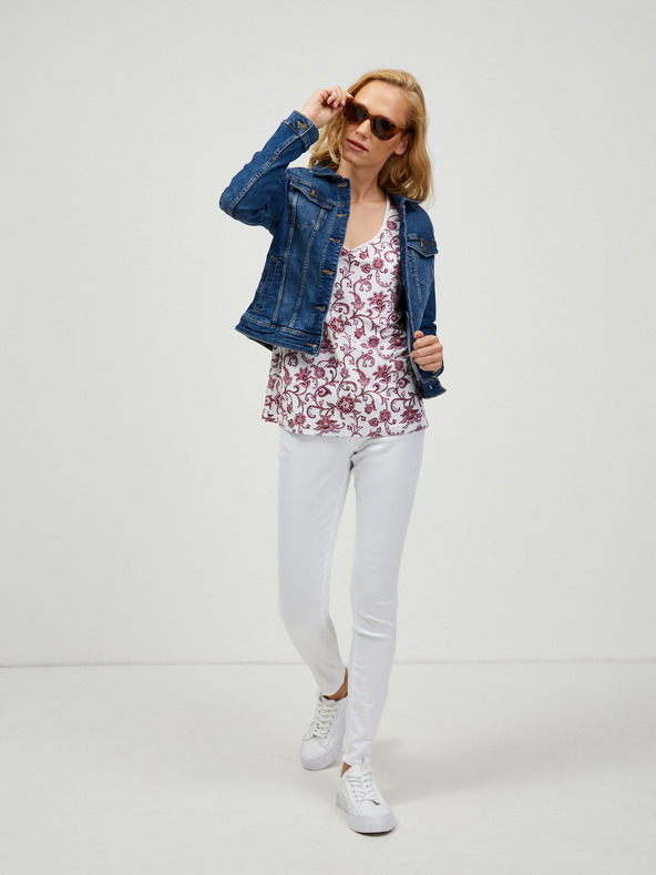 Orsay ORSAY borszínű-fehér mintás póló