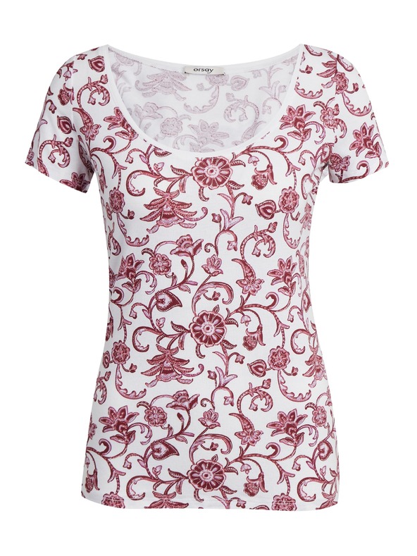 Orsay ORSAY borszínű-fehér mintás póló