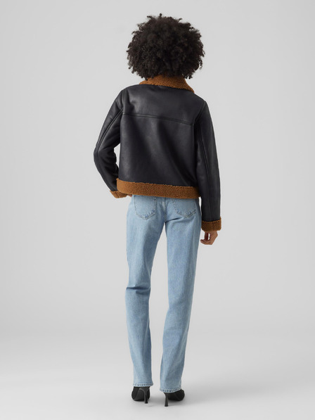 Vero Moda Barna és fekete női VERO MODA Manhattan bőrkabát