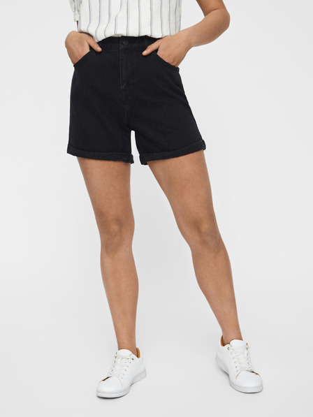 Vero Moda Fekete, magas derekú farmer rövidnadrág VERO MODA Nineteen