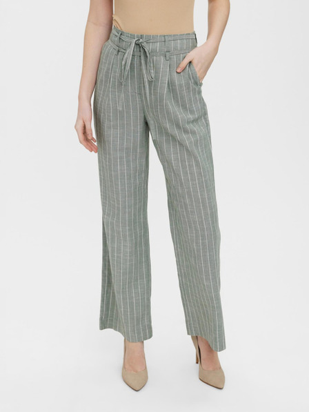 Vero Moda Világoszöld csíkos, széles szárú nadrág VERO MODA Serena