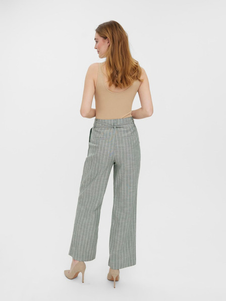 Vero Moda Világoszöld csíkos, széles szárú nadrág VERO MODA Serena