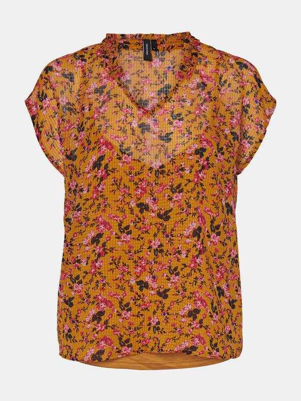 Vero Moda Mustár virágos blúz VERO MODA Vilde