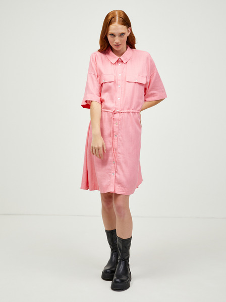 Vero Moda Rózsaszín pólóruha lenvászonnal VERO MODA Haf