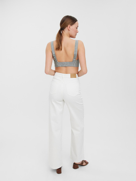 Vero Moda Világosszürke csíkos pántos crop top VERO MODA Serena Serena