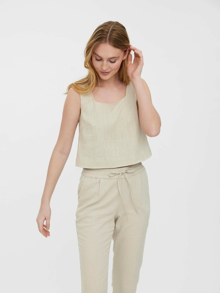 Vero Moda Bézs színű, laza, szabott pulóver VERO MODA Josie