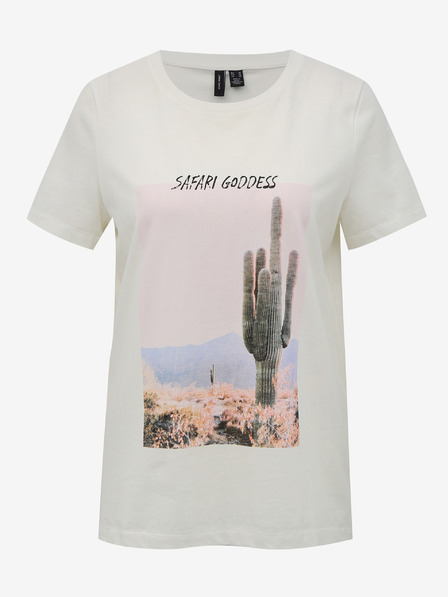 Vero Moda Fehér VERO MODA Desert print póló