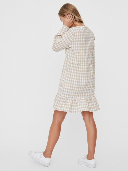 Vero Moda Fehér és bézs színű kockás VERO MODA Kimi ruha