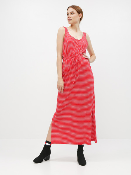 Vero Moda Piros csíkos, gombos és hasított maxiruha VERO MODA Daina Daina