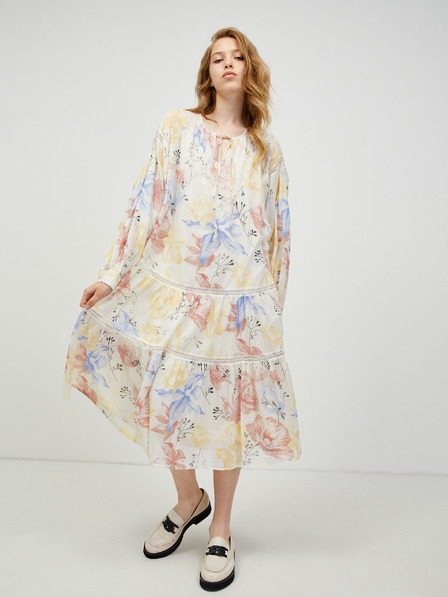 Vero Moda Krémszínű virágos midi ruha VERO MODA Sally Sally