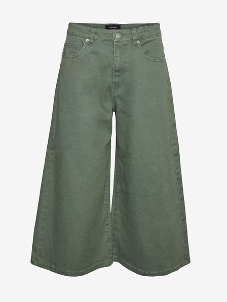 Vero Moda Zöld, rövidre szabott, széles szárú farmer VERO MODA Clive