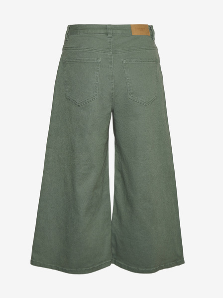 Vero Moda Zöld, rövidre szabott, széles szárú farmer VERO MODA Clive