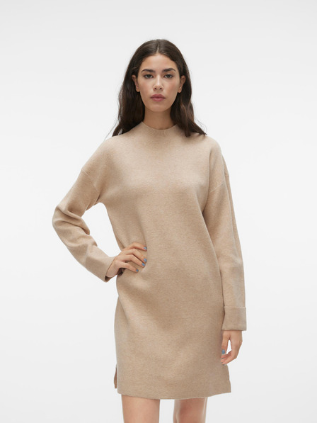 Vero Moda Bézs női VERO MODA Goldneedle pulóver ruha