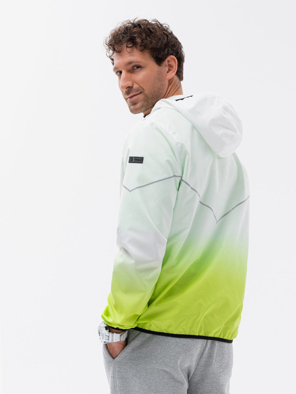 Ombre Clothing Zöld és fehér férfi kabát Ombre Ruházat