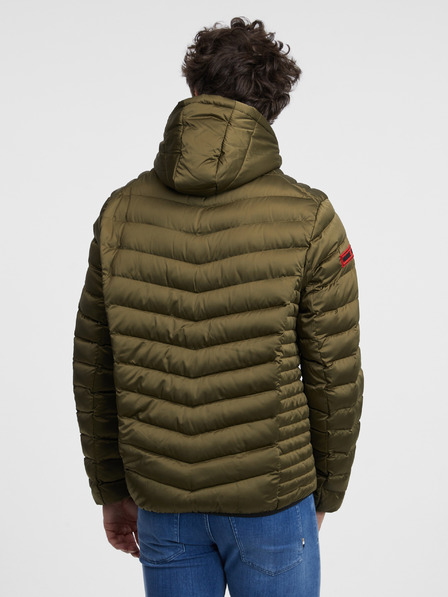 Ombre Clothing Khaki színű férfi steppelt könnyű kabát Ombre ruházat