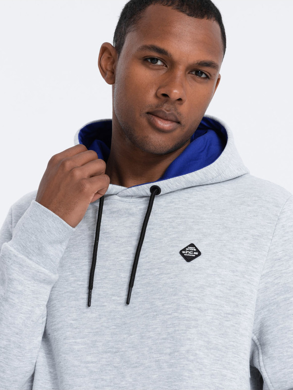 Ombre Clothing Világosszürke férfi kapucnis pulóver Ombre Clothing