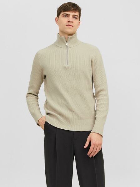Jack & Jones Jack & Jones Perfect férfi bézs színű bordázott pulóver