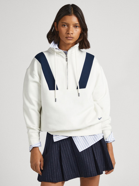 Pepe Jeans Fehér női Pepe Jeans Celia cipzáras melegítőfelső Pepe Jeans Celia Zippered Sweatshirt