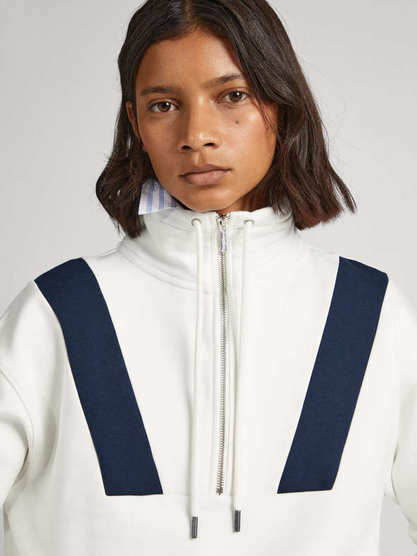 Pepe Jeans Fehér női Pepe Jeans Celia cipzáras melegítőfelső Pepe Jeans Celia Zippered Sweatshirt