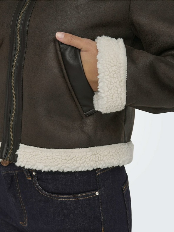 ONLY Sötétbarna női műszőrme kabát ONLY Betty