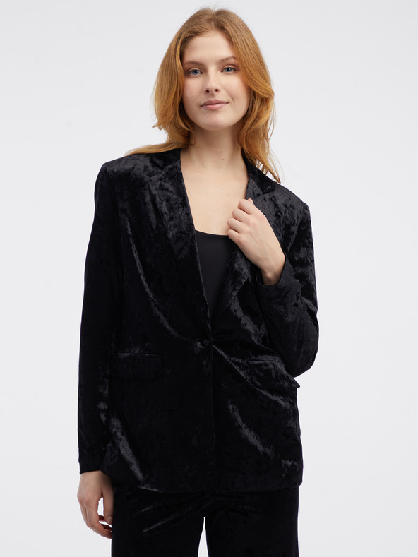 Orsay ORSAY fekete női bársony kabát