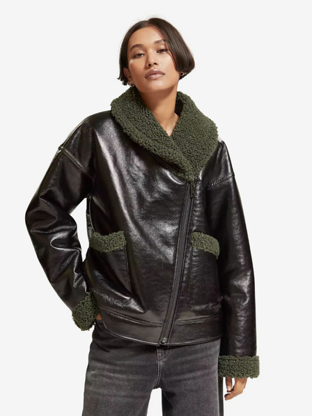 Scotch & Soda Fekete női téli műszőrme kabát Scotch & Soda