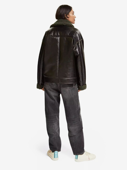 Scotch & Soda Fekete női téli műszőrme kabát Scotch & Soda