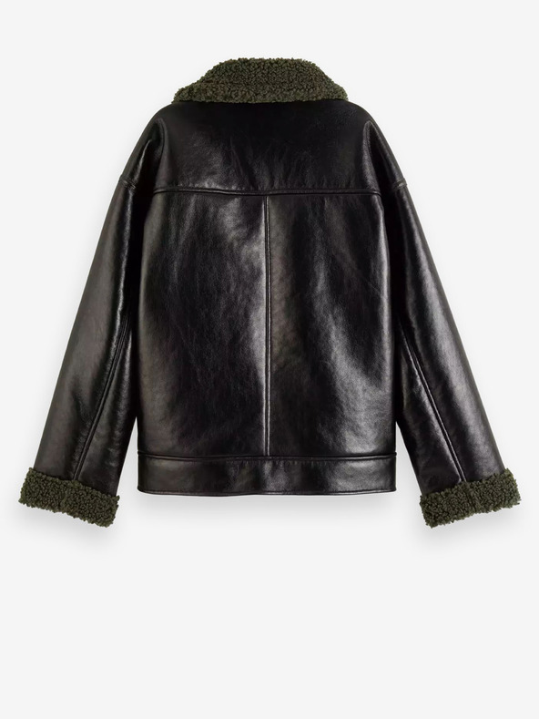 Scotch & Soda Fekete női téli műszőrme kabát Scotch & Soda