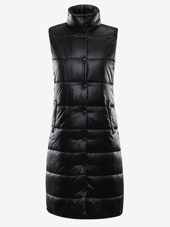 ALPINE PRO Fekete női steppelt hosszú mellény ALPINE PRO Urefa