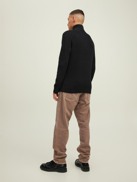 Jack & Jones Fekete férfi bordázott cipzáras pulóver Jack & Jones Perfect
