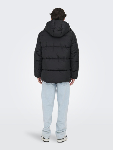 ONLY & SONS Fekete férfi ONLY & SONS Arwin steppelt kabát