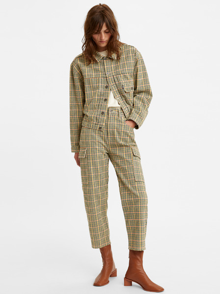 Levi's® Levi's® sárga és zöld színű női kockás nadrág, rövidre szabva