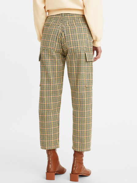 Levi's® Levi's® sárga és zöld színű női kockás nadrág, rövidre szabva