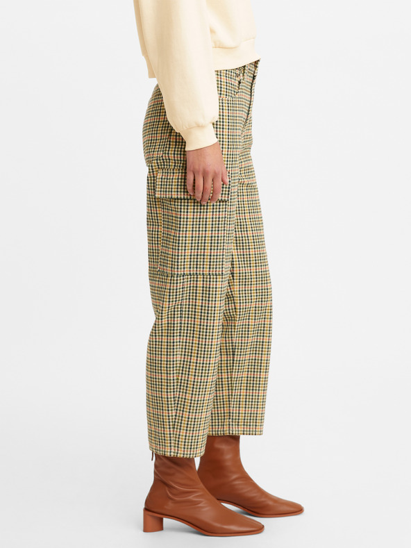 Levi's® Levi's® sárga és zöld színű női kockás nadrág, rövidre szabva